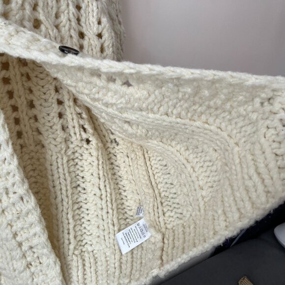 NWT cynthia rowley open knit button down sweater cardigan cream XL - Picture 3 of 6
